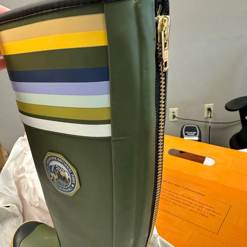 Pendleton Olive Green Striped Tall Rain Boot - Picture 2 of 5